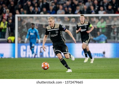 Turin, Italy. 16 April 2019. UEFA Champions League, Juventus Vs Ajax 1-2. Donny Van De Beek, Ajax.