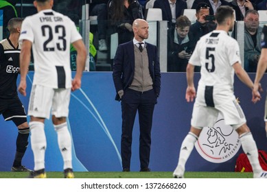 Turin, Italy. 16 April 2019. UEFA Champions League, Juventus Vs Ajax 1-2. Erik Ten Hag, Manager Ajax.