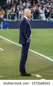 Turin, Italy. 16 April 2019. UEFA Champions League, Juventus Vs Ajax 1-2. Erik Ten Hag, Manager Ajax.