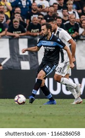 Turin, Italy. 25 August 2018. Campionato Italiano Di SerieA, Juventus Vs Lazio 2-0. Milan Badelj, Lazio. 