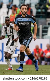 Turin, Italy. 25 August 2018. Campionato Italiano Di SerieA, Juventus Vs Lazio 2-0. Milan Badelj, Lazio. 