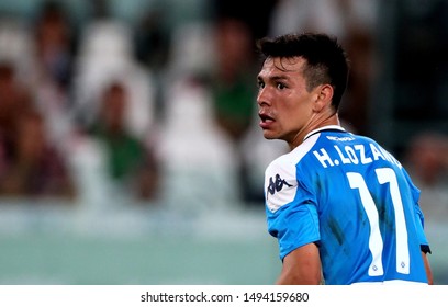 TURIN, ITALY - August 31, 2019: 
Hirving Lozano Looks On During The Serie A 2019/2020 JUVENTUS V NAPOLI At Allianz Stadium. 