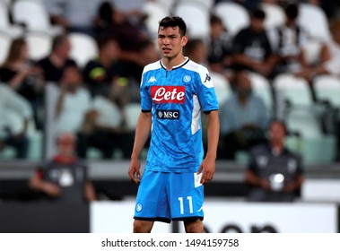 TURIN, ITALY - August 31, 2019: 
Hirving Lozano Looks On During The Serie A 2019/2020 JUVENTUS V NAPOLI At Allianz Stadium. 