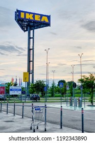 TURIN, ITALY, CIRCA MAY 2018: Ikea Symbol On One Of The Biggest Store Of The Country.