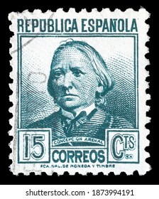 TURIN, ITALY - DECEMBER 14, 2020: A Stamp Printed In SPAIN Showing Image Of Concepción Arenal, Circa 1937