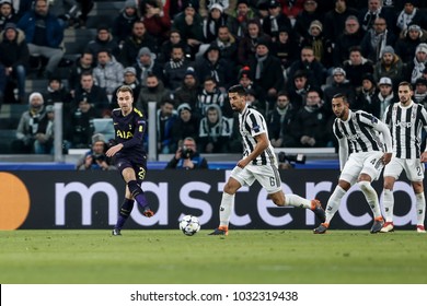 Turin, Italy. February 13, 2018. UEFA Champions League, Juventus - Tottenham 2-2. Christian Eriksen, Tottenham.