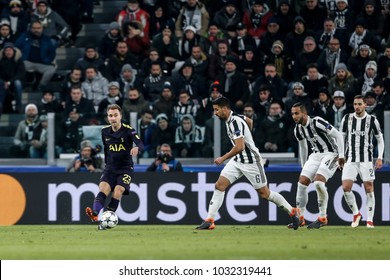 Turin, Italy. February 13, 2018. UEFA Champions League, Juventus - Tottenham 2-2. Christian Eriksen, Tottenham.