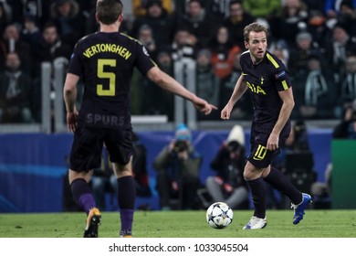 Turin, Italy. February 13, 2018. UEFA Champions League, Juventus - Tottenham 2-2. Harry Kane, Tottenham.