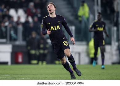 Turin, Italy. February 13, 2018. UEFA Champions League, Juventus - Tottenham 2-2. Christian Eriksen, Tottenham.