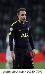 Turin, Italy. February 13, 2018. UEFA Champions League, Juventus - Tottenham 2-2. Christian Eriksen, Tottenham.