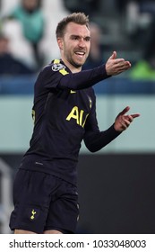 Turin, Italy. February 13, 2018. UEFA Champions League, Juventus - Tottenham 2-2. Christian Eriksen, Tottenham.