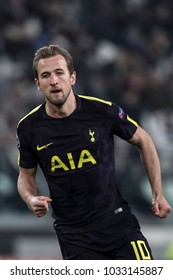 Turin, Italy. February 13, 2018. UEFA Champions League, Juventus - Tottenham 2-2. Harry Kane, Tottenham.