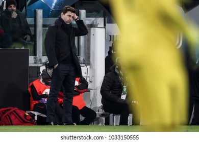 Turin, Italy. February 13, 2018. UEFA Champions League, Juventus - Tottenham 2-2. Mauricio Pochettino, Coach Tottenham.