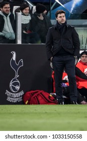 Turin, Italy. February 13, 2018. UEFA Champions League, Juventus - Tottenham 2-2. Mauricio Pochettino, Coach Tottenham.