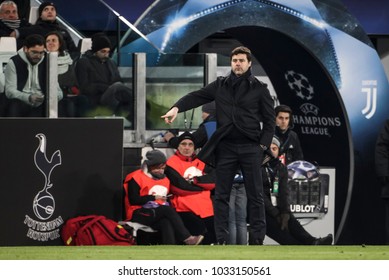 Turin, Italy. February 13, 2018. UEFA Champions League, Juventus - Tottenham 2-2. Mauricio Pochettino, Coach Tottenham.