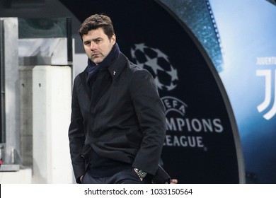 Turin, Italy. February 13, 2018. UEFA Champions League, Juventus - Tottenham 2-2. Mauricio Pochettino, Coach Tottenham.