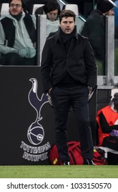 Turin, Italy. February 13, 2018. UEFA Champions League, Juventus - Tottenham 2-2. Mauricio Pochettino, Coach Tottenham.