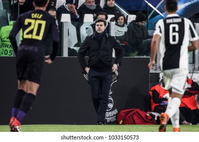 Turin, Italy. February 13, 2018. UEFA Champions League, Juventus - Tottenham 2-2. Mauricio Pochettino, Coach Tottenham.