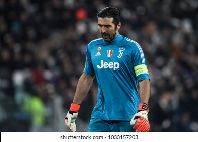 Turin, Italy. February 13, 2018. UEFA Champions League, Juventus - Tottenham 2-2. Gianluigi Buffon, Goalkeeper Juventus.