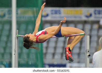 TURIN, ITALY - JUNE 12: Kufaas Stine Of Norway Performs High Jump During The 2010 Memorial Primo Nebiolo Track And Field Athletics International Meeting, On June 12, 2010 In Turin, Italy.