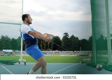 TURIN, ITALY - JUNE 12:Rocchi Lorenzo Of Italy Performs Hammer Throw During The 2010 Memorial Primo Nebiolo Track And Field Athletics International Meeting, On June 12, 2010 In Turin, Italy.