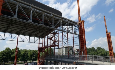 Turin, Italy - June 22, 2021: A Daytime View Of The Parco Dora. The Public Industrial Park Immediately Outside The Center Of Turin.