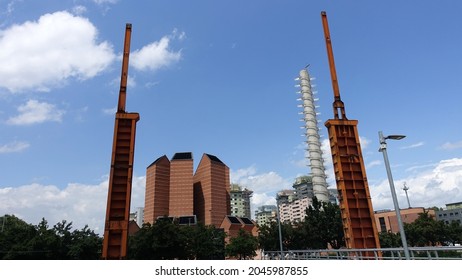 Turin, Italy - June 22, 2021: A Daytime View Of The Parco Dora. The Public Industrial Park Immediately Outside The Center Of Turin.