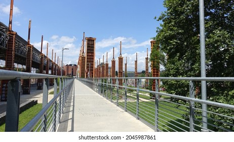 Turin, Italy - June 22, 2021: A Daytime View Of The Parco Dora. The Public Industrial Park Immediately Outside The Center Of Turin.