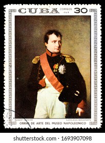 TURIN, ITALY - MARCH 24, 2020: A Stamp Printed In CUBA Showing Napoleon Bonaparte Painting By Robert Lefevre, Paintings From The Napoleonic Museum In Havana Series, Circa 1969