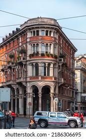 Turin, Italy - March 27, 2022: Typical Italian Architecture And Street View In Turin, Piedmont, Italy.