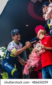 Turin, Italy May 29, 2016; Esteban Chaves, Orica Team,   On The Final Podium Of  The Tour Of Italy 2016 With Arrival In Turin.