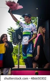 Turin, Italy May 29, 2016; Esteban Chaves, Orica Team,   On The Final Podium Of  The Tour Of Italy 2016 With Arrival In Turin.