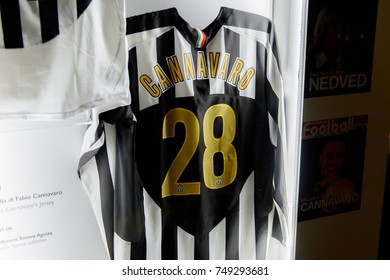 TURIN, ITALY - NOV 3, 2017: Fabio Cannavaro 28 Shirt, Juventus Museum, Opened In 2011
