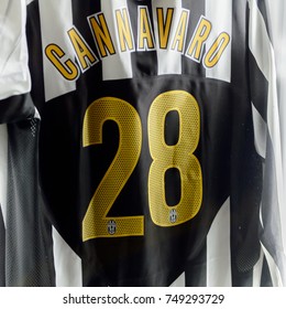 TURIN, ITALY - NOV 3, 2017: Fabio Cannavaro 28 Shirt, Juventus Museum, Opened In 2011