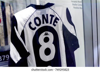 TURIN, ITALY - NOV 3, 2017: Antonio Conte Shirt, Juventus Museum, Opened In 2011