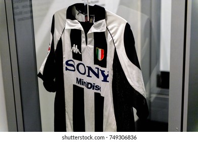 TURIN, ITALY - NOV 3, 2017: Antonio Conte Shirt, Juventus Museum, Opened In 2011