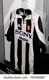 TURIN, ITALY - NOV 3, 2017: Antonio Conte Shirt, Juventus Museum, Opened In 2011