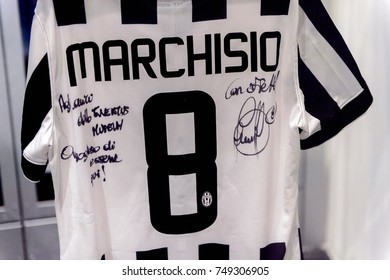 TURIN, ITALY - NOV 3, 2017: Claudio Marchisio 8 Shirt, Juventus Museum, Opened In 2011