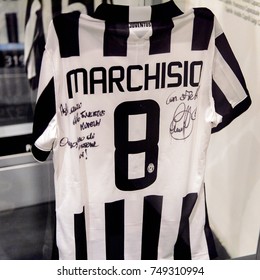 TURIN, ITALY - NOV 3, 2017: Claudio Marchisio 8 Shirt, Juventus Museum, Opened In 2011