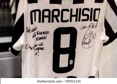 TURIN, ITALY - NOV 3, 2017: Claudio Marchisio 8 Shirt, Juventus Museum, Opened In 2011