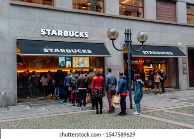 Turin, Italy - November 1, 2019: Starbucks Coffeehouse Location In Turin, Piedmont, Italy.