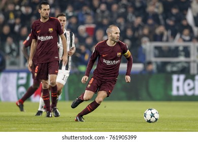 Turin, Italy. November 22, 2017. UEFA Champions League, Juventus - Barcelona 0-0. Andres Iniesta, Barcelona.