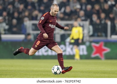 Turin, Italy. November 22, 2017. UEFA Champions League, Juventus - Barcelona 0-0. Andres Iniesta, Barcelona.