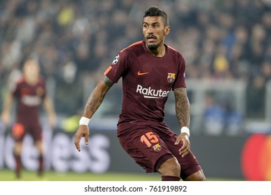 Turin, Italy. November 22, 2017. UEFA Champions League, Juventus - Barcelona 0-0. Paulinho, Barcelona.