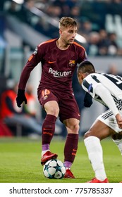 Turin, Italy. November 22, 2017. UEFA Champions League, Juventus - Barcelona 0-0. Gerard, Deulofeu, Barcelona.