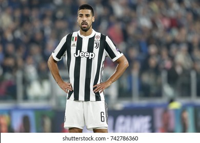 Turin, Italy. October 18, 2017. UEFA Champions League, Juventus - Sporting Lisbona 2-1. Sami Khedira, Juventus.