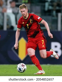 TURIN, ITALY - OCTOBER 7, 2021: 
Kevin De Bruyne In Action 
During The UEFA Nations League 2021 BELGIUM V FRANCE At Allianz Stadium. 