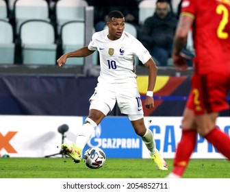 TURIN, ITALY - OCTOBER 7, 2021: 
Kylian Mbappé In Action 
During The UEFA Nations League 2021 BELGIUM V FRANCE At Allianz Stadium. 