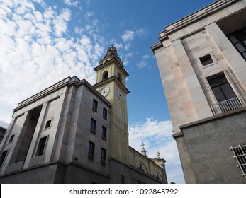 Turin, Italy. Piazza C.L.N, Twentieth Century Center Of The City. You Can See Part Of A Bell Tower.