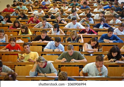 Turin, Italy - September 2015: Students Take University Admission Tests